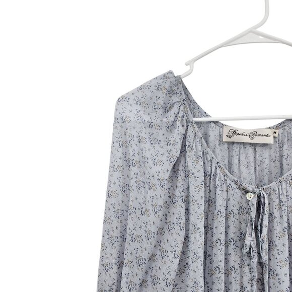 Hopeless Romantic Women's Floral Button Front Peplum Cottagecore Blouse- M - Picture 2 of 8